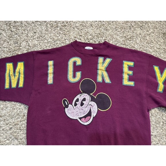 Vintage 90s Mickey & CO Crewneck Pullover Mickey Mouse Spell Out Sweater Size XL - Picture 4 of 8